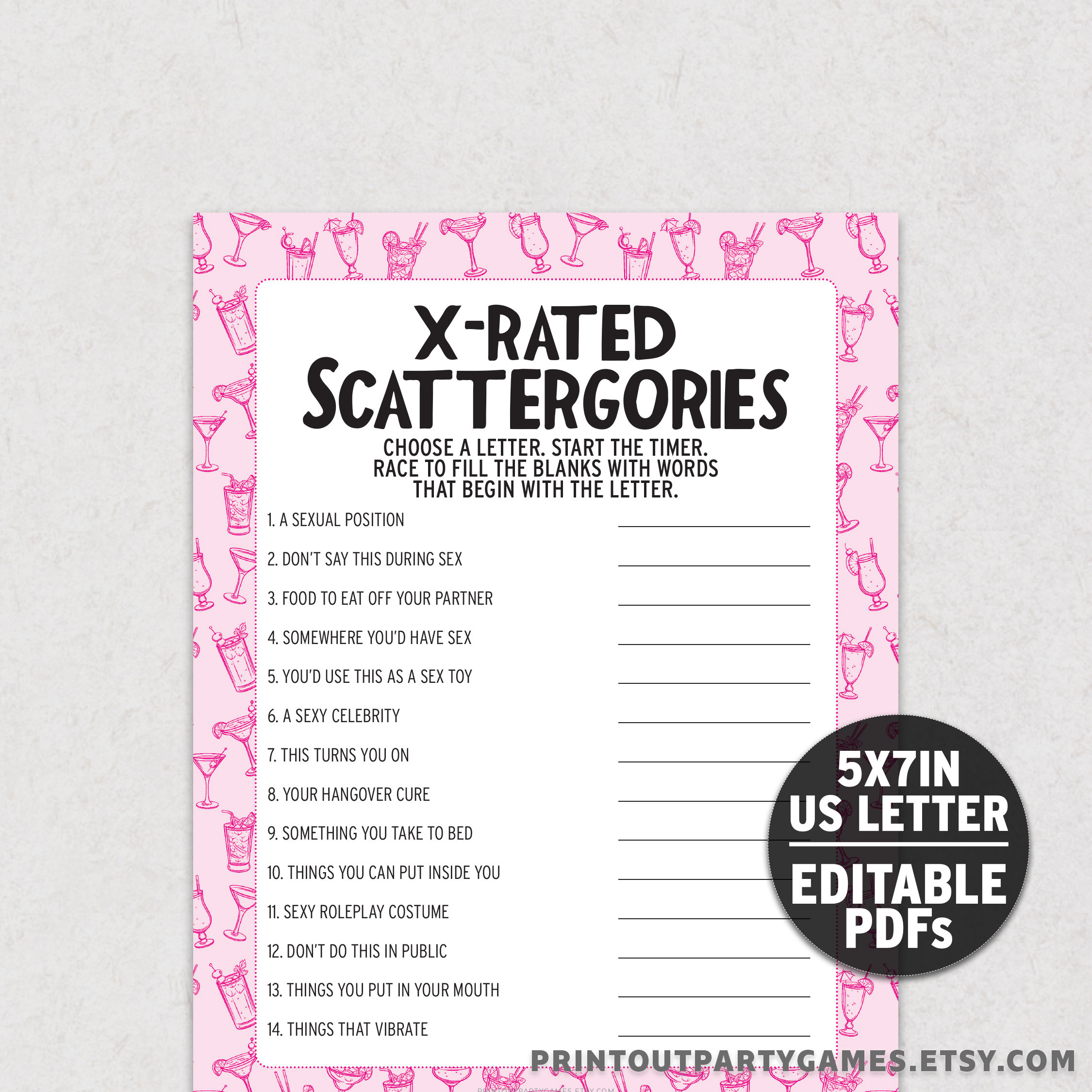 X rated Scattergories Game Funny Girls Night Game For Bachelorette Or x-rated-scattergories-game-funny-girls-night-game-for-bachelorette-or