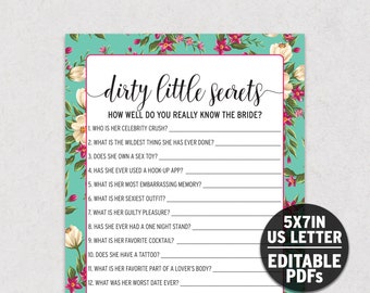 Dirty Little Secrets Game, Editable PDF BF1 DLS