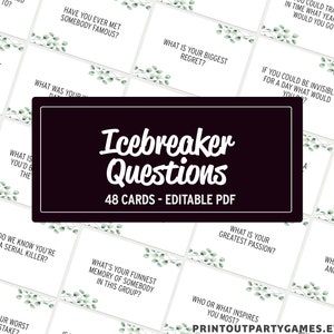 Ice Breaker Game | Conversation Starter Cards | Customizable Bridal Shower or Bachelorette Game | BE1 BCC