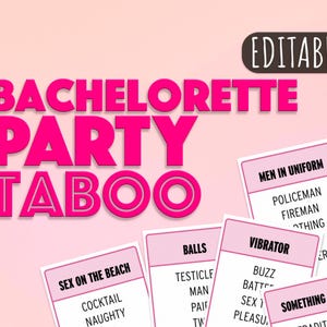 Bachelorette Party Game, Don't Say ... 48 bearbeitbare Karten, DIGITAL DOWNLOAD druckbares Braut Tabu Spiel, lustige Hen Party Spiele, Pink