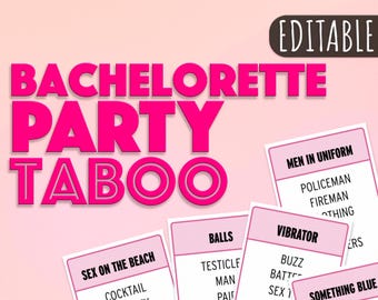 Bachelorette Party Taboo Game: 48 Editable Cards (Digital Download)