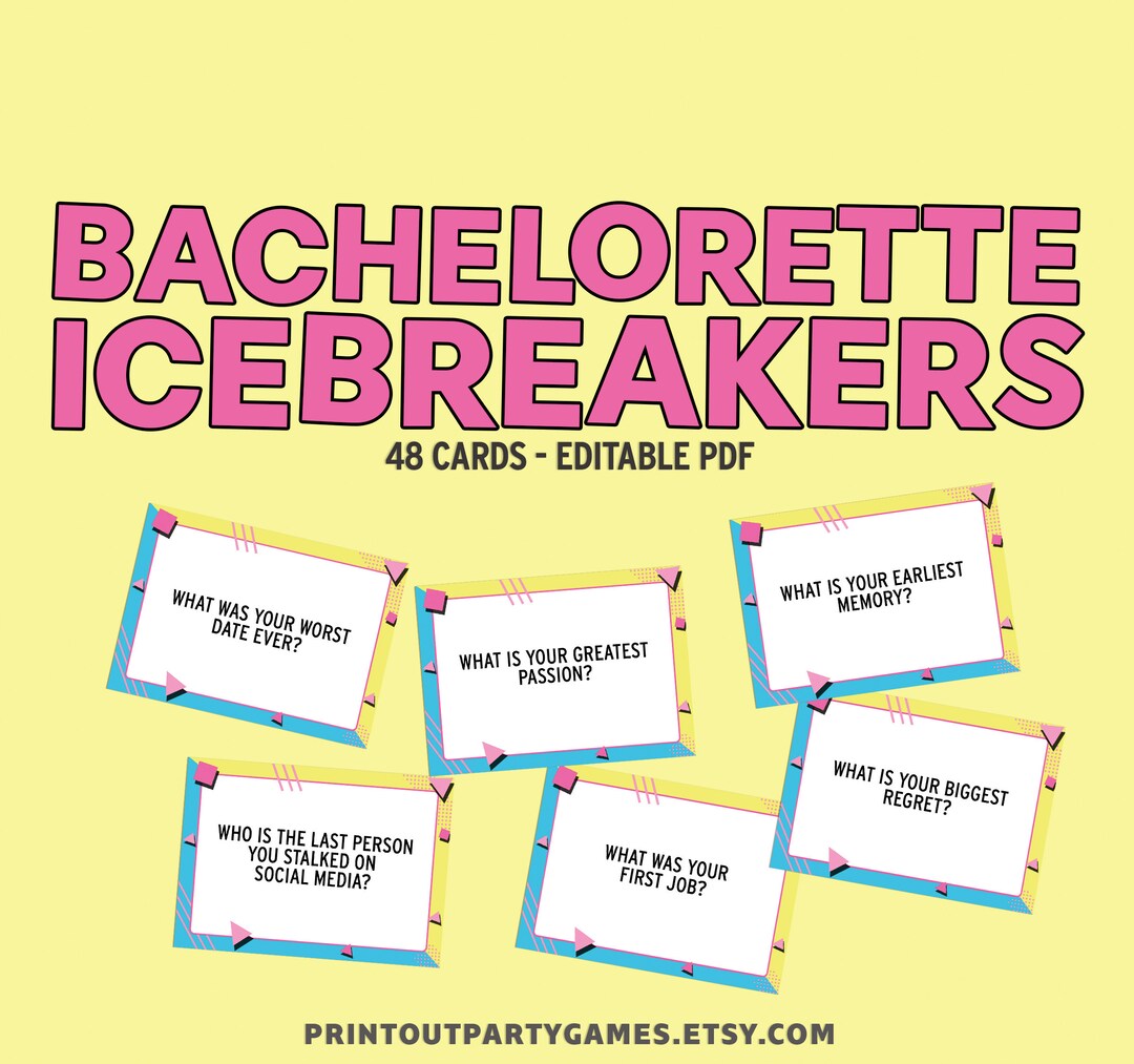 Bachelorette Ice Breaker Game Conversation Starter Cards Customizable