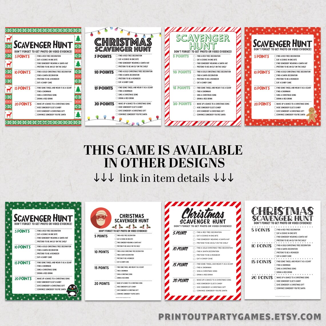 Scavenger Hunt Christmas Dares Game, Editable Christmas Party Game ...