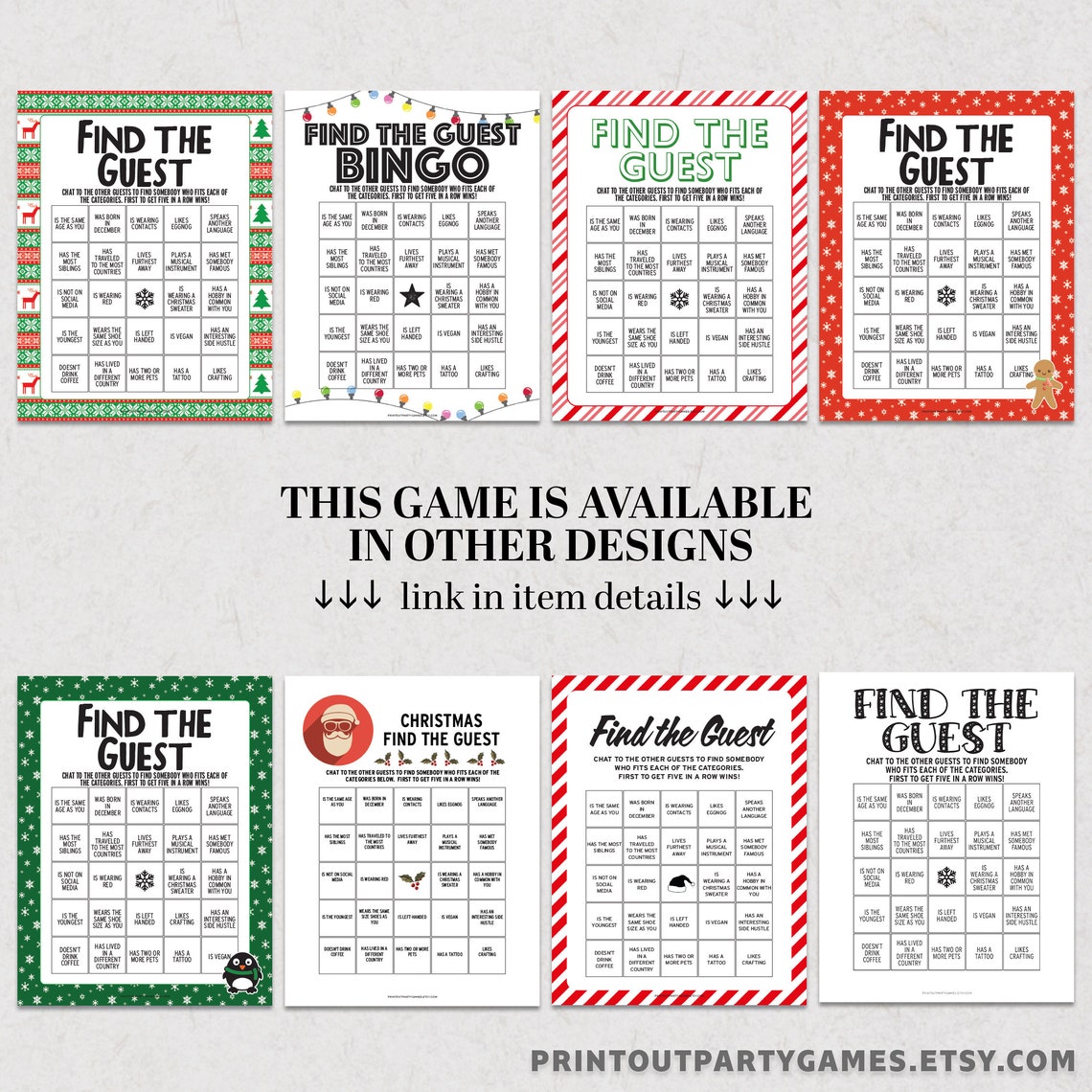 Christmas Jingle & Mingle Ice Breaker Game Find the Guest Etsy UK