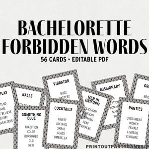 Juego de despedida de soltera: No digas... palabras prohibidas con 48 cartas editables BD1 BTB