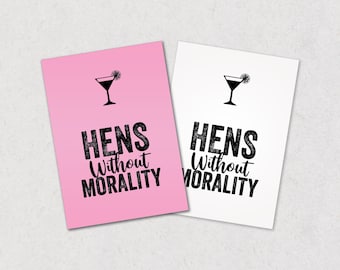 Hens Without Morality, cards against humanity style hen party game, PRINTABLE, hilarious hen night game, horrible hens, filthy hen do game