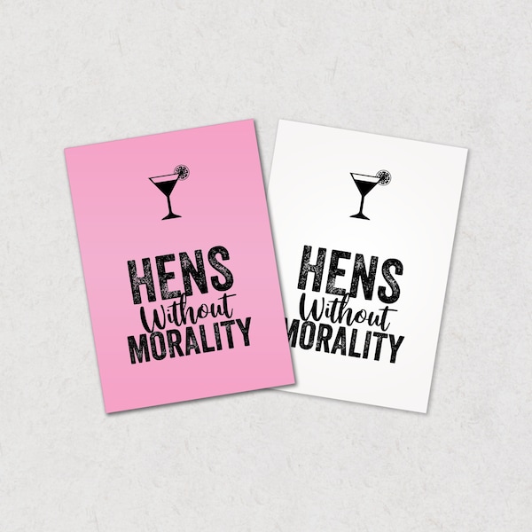 Hens Without Morality, cards against humanity style hen party game, PRINTABLE, hilarious hen night game, horrible hens, filthy hen do game