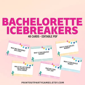 Eisbrecher-Spiel, Fiesta-Thema-Gesprächsstarterkarten, bearbeitbares Junggesellinnenabschiedsspiel, Girls Night, Geburtstagsfeier, Hen Do FST BCC