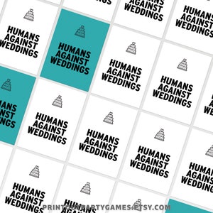 Humans Against Weddings, Funny Wedding Table Game, Printable Instant Download GAW image 1