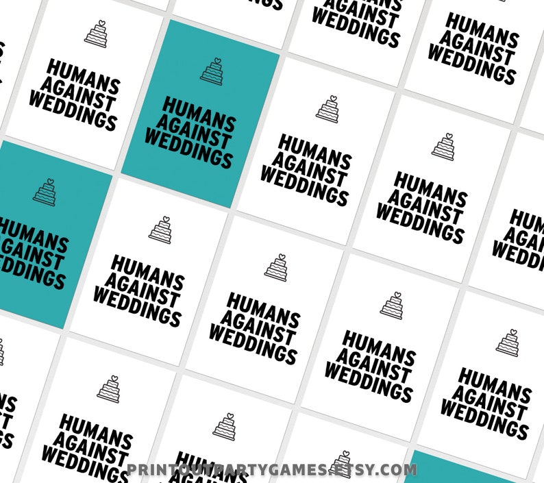 Humans Against Weddings, Funny Wedding Table Game, Printable Instant Download GAW image 1