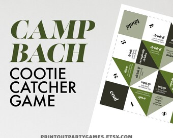 Camp Bach Cootie Catcher Drinking Game | 90s Nostalgia Bachelorette Party Game | Printable Digital Download
