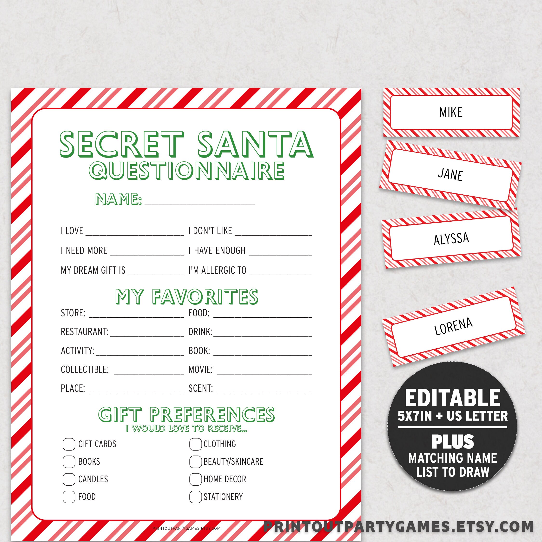 Secret Santa Questionnaire Editable Christmas Gift Survey Gift Swap secret-santa-questionnaire-editable-christmas-gift-survey-gift-swap