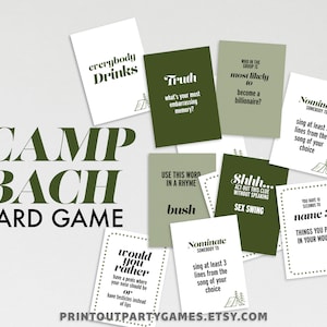 Jeu de cartes EVJF Camp Bach | Jeu imprimable à téléchargement immédiat