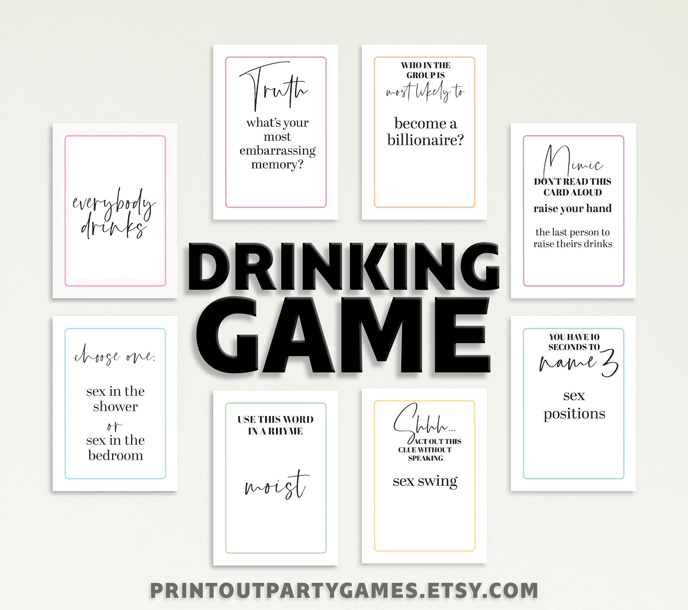 Girls Night in Drinking Game Printable Card Game pic