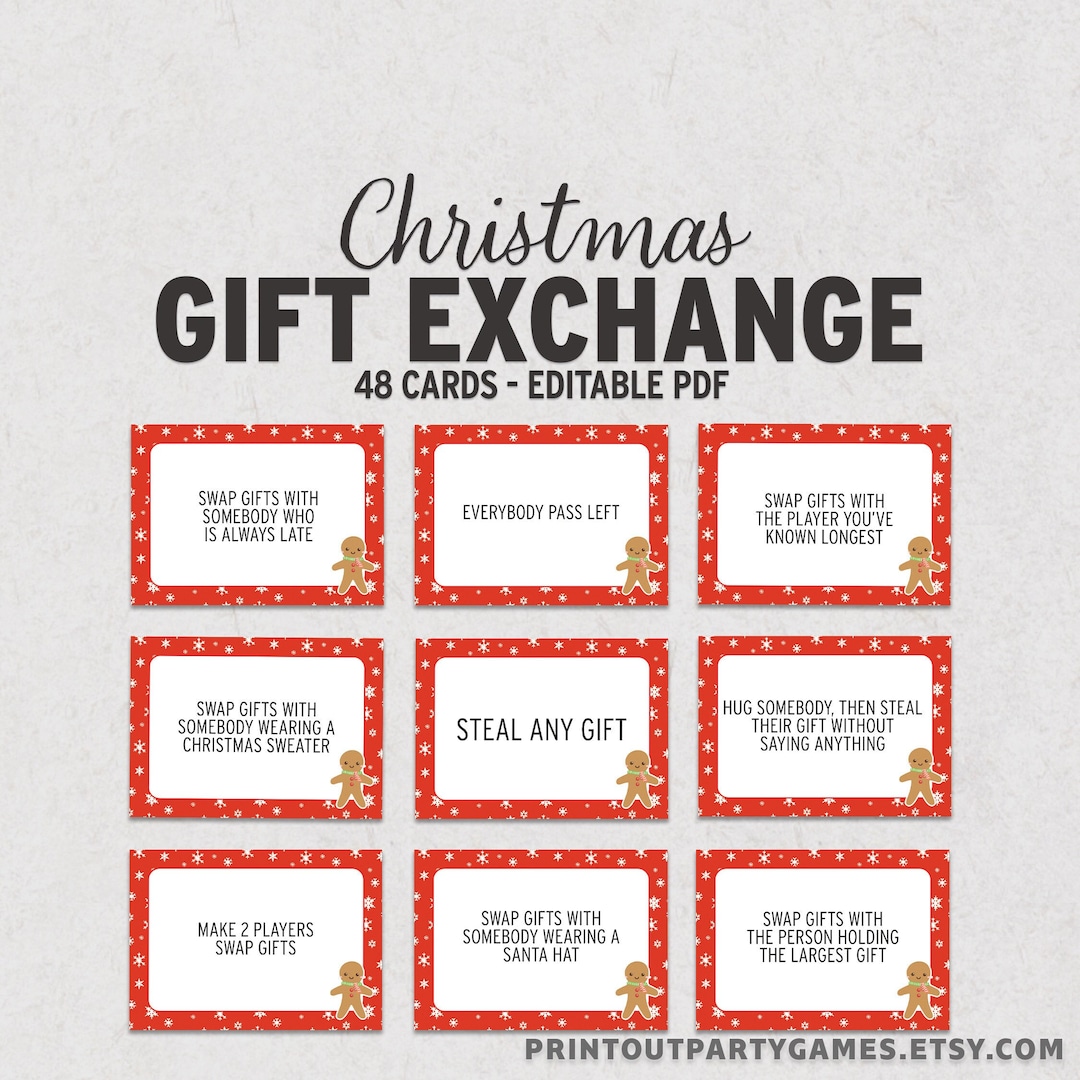 christmas gift exchange game, funny holiday gift swap card game