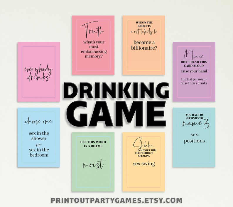 Bachelorette Party Drinking Game, Printable Girls Night Card Game,dares