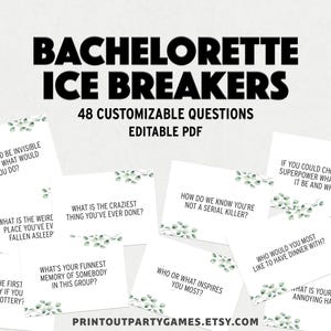 Eisbrecher Spiel | Gesprächsstarter-Karten | Anpassbare Brautparty oder Bachelorette Spiel | BE1 BCC