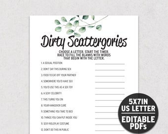 Dirty Scattergories Game, Funny Girls Night Game for Bachelorette or Hen Do, Editable Printable List Game BE1 BXSG