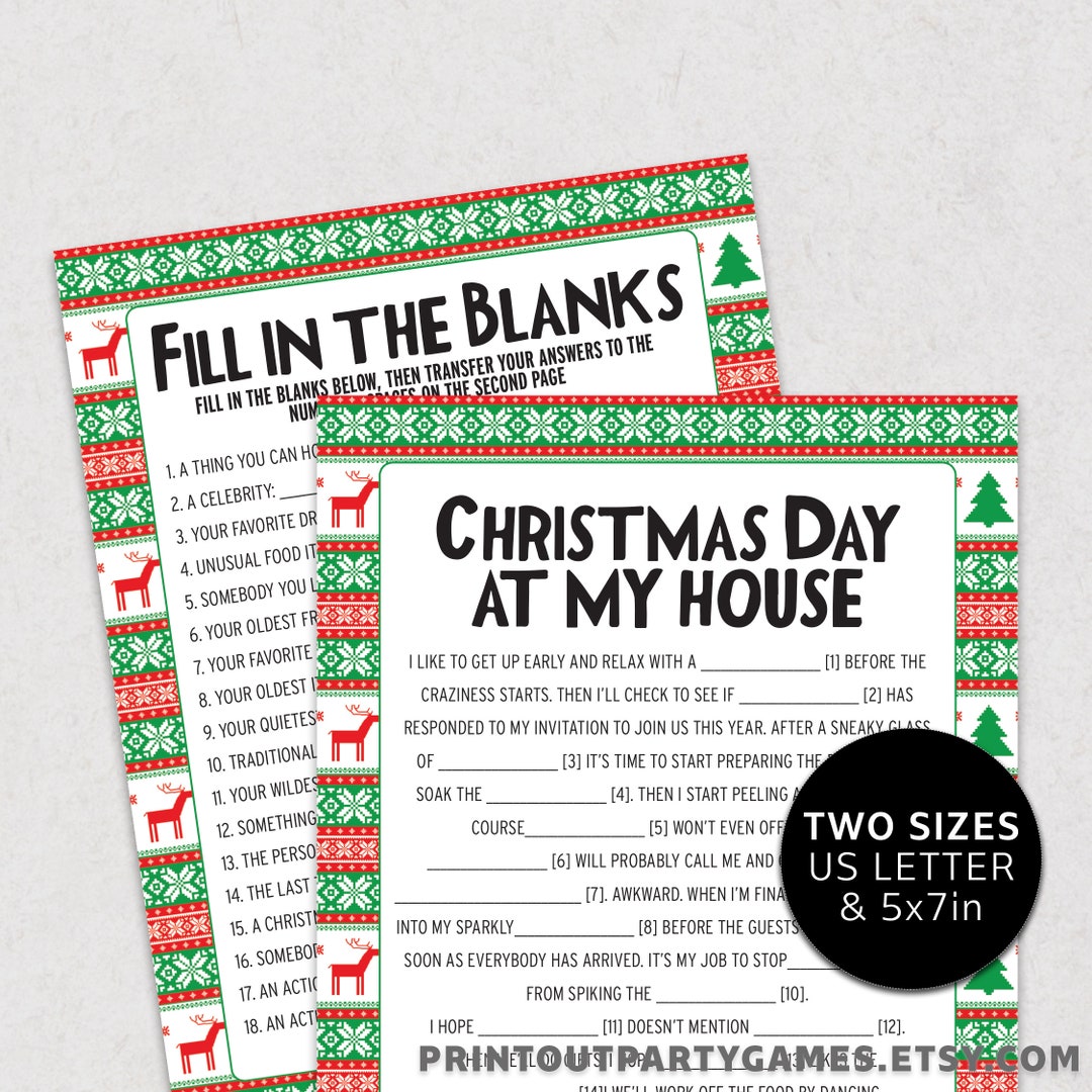 Christmas Fill in the Blanks Game, Christmas Day at My House, Christmas ...