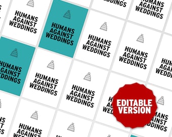 Humans Against Weddings: Editable Version, Funny Wedding Table Game, Printable Instant Download GAW