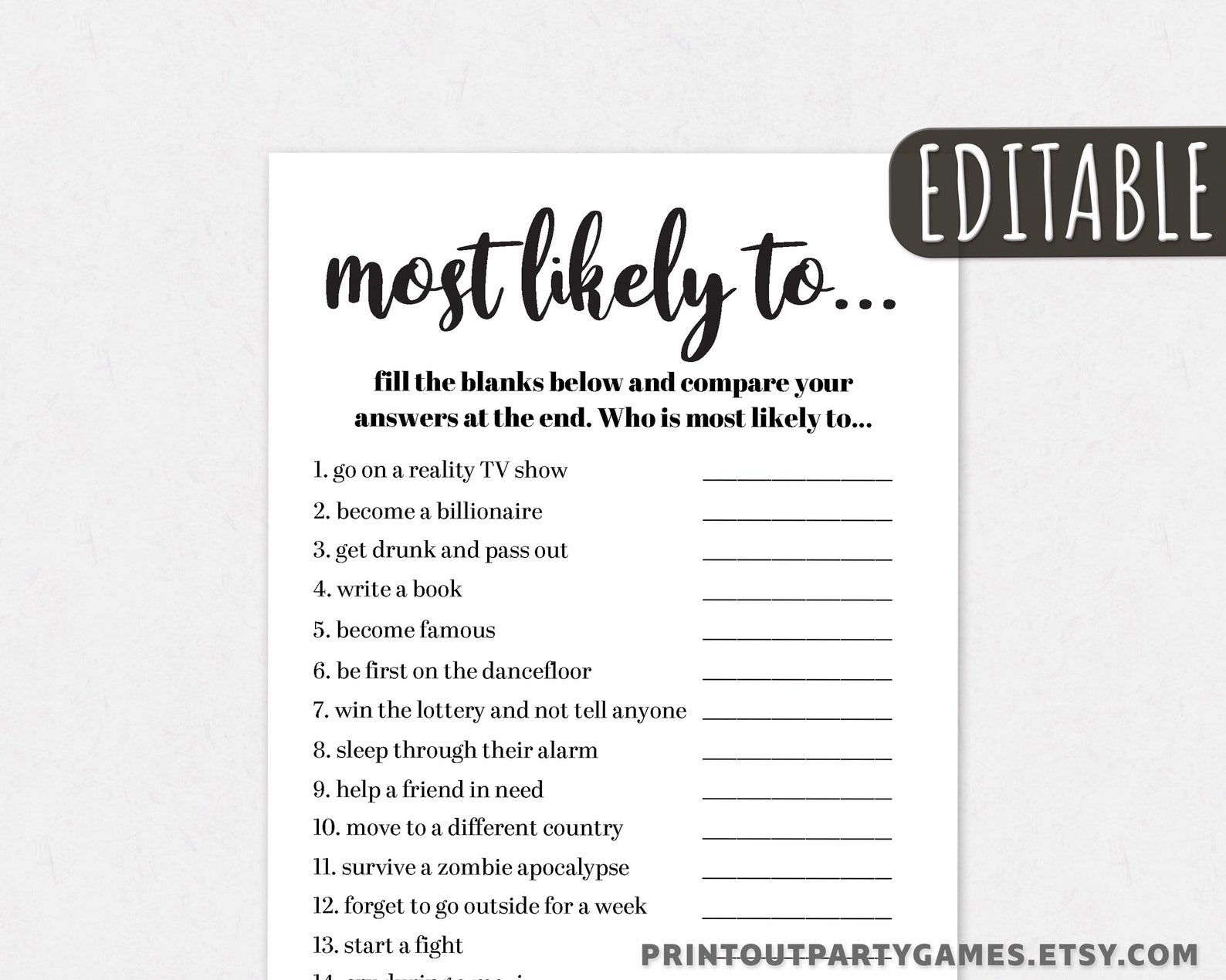 Most Likely to Game Editable Bachelorette Party Game Girls Etsy Most Likely to Game Editable Bachelorette Party Game Girls Etsy