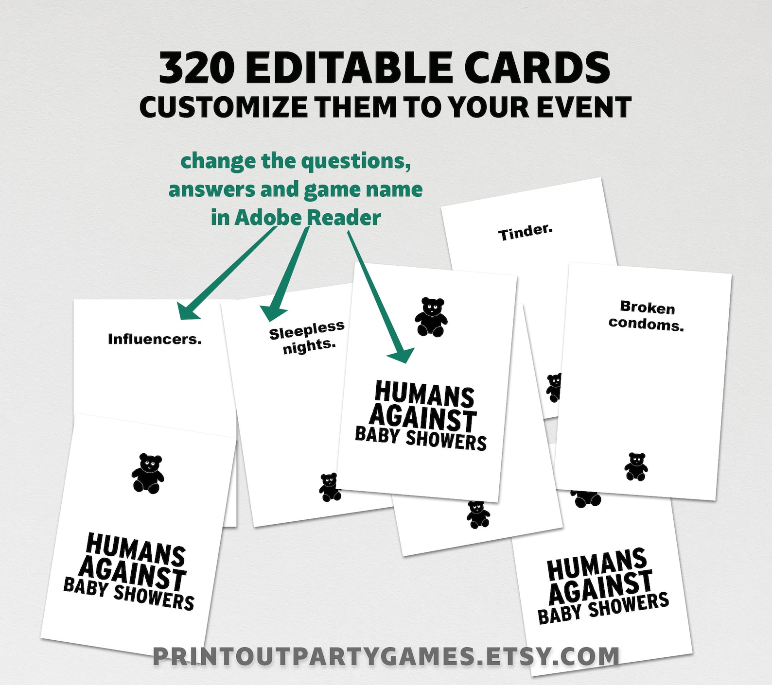 Editable Version of Humans Against Baby Showers - Etsy