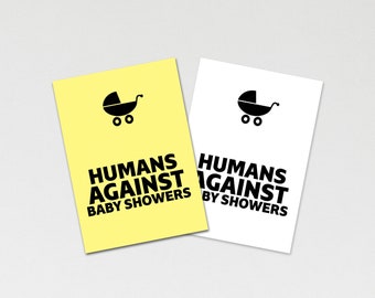 Humans Against Baby Showers, Hilarious Co-Ed Baby Shower Game, Yellow, Printable Baby Shower Card Game