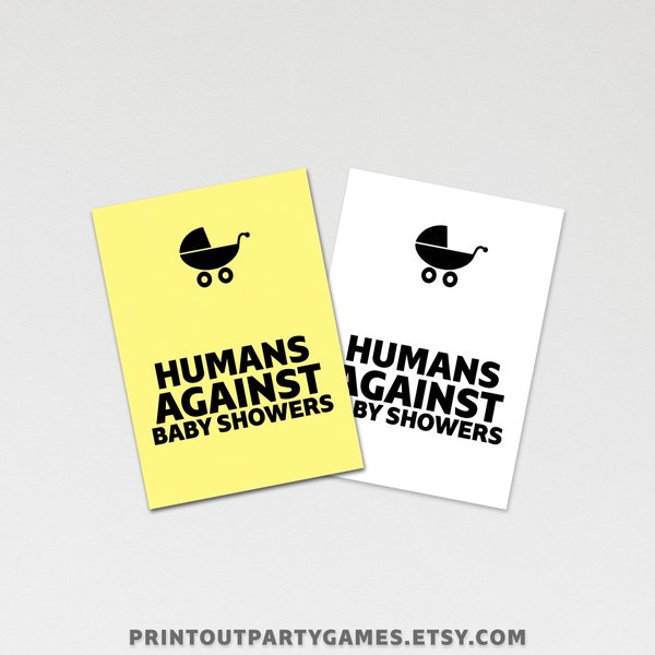 Humans Against Baby Showers, Hilarious Co-Ed Baby Shower Game, Yellow, Printable Baby Shower Card Game