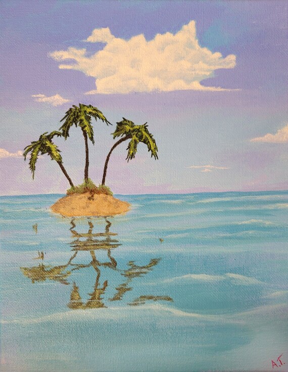 Spongebob Island Painting Prints Etsy