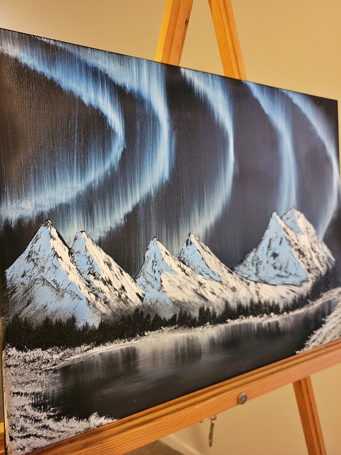 Bob Ross Style Painting Northern Lights 12x16 Etsy