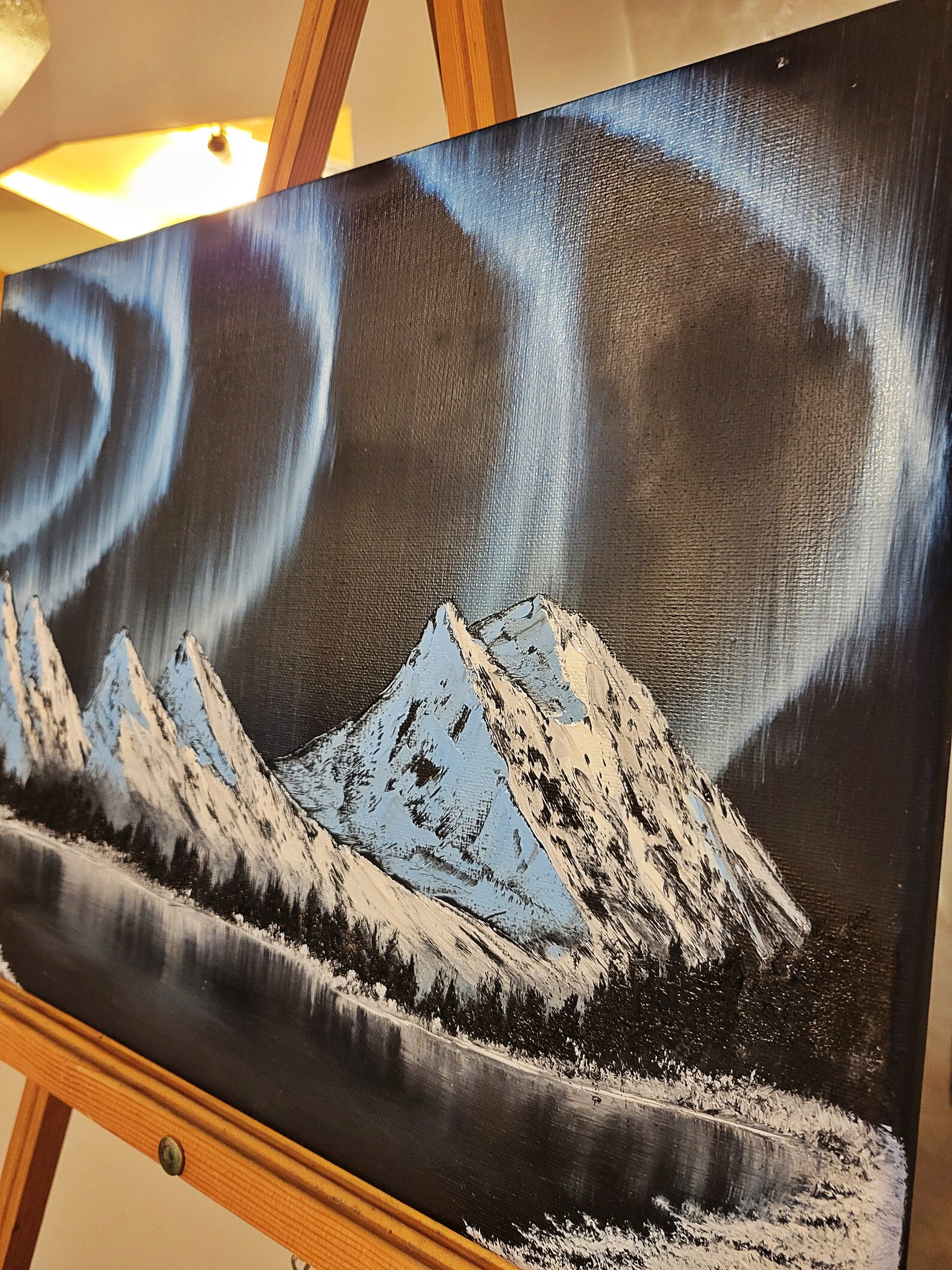 Bob Ross Style Painting Northern Lights 12x16 Etsy