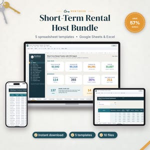 Kurzzeitvermietungs-Tabellenpaket, Vorlagen für Ferienwohnungsvermieter mit CSV-Import, Einnahmen, Reinigungsplan, Preisgestaltung, Google Sheets