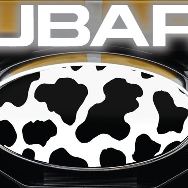 New Subaru Cow Pattern Overlay Emblem Decal - Sticker 3pc Kit.  Front, Rear and Steering Wheel Decals.  Waterproof and UV Laminated.