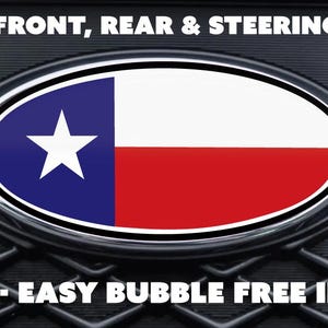 Fits For Compatible with Subaru Texas State Flag Emblem Wrap Overlay 3 pieces Front, Rear, Steering Wheel UV Laminated and Waterproof.