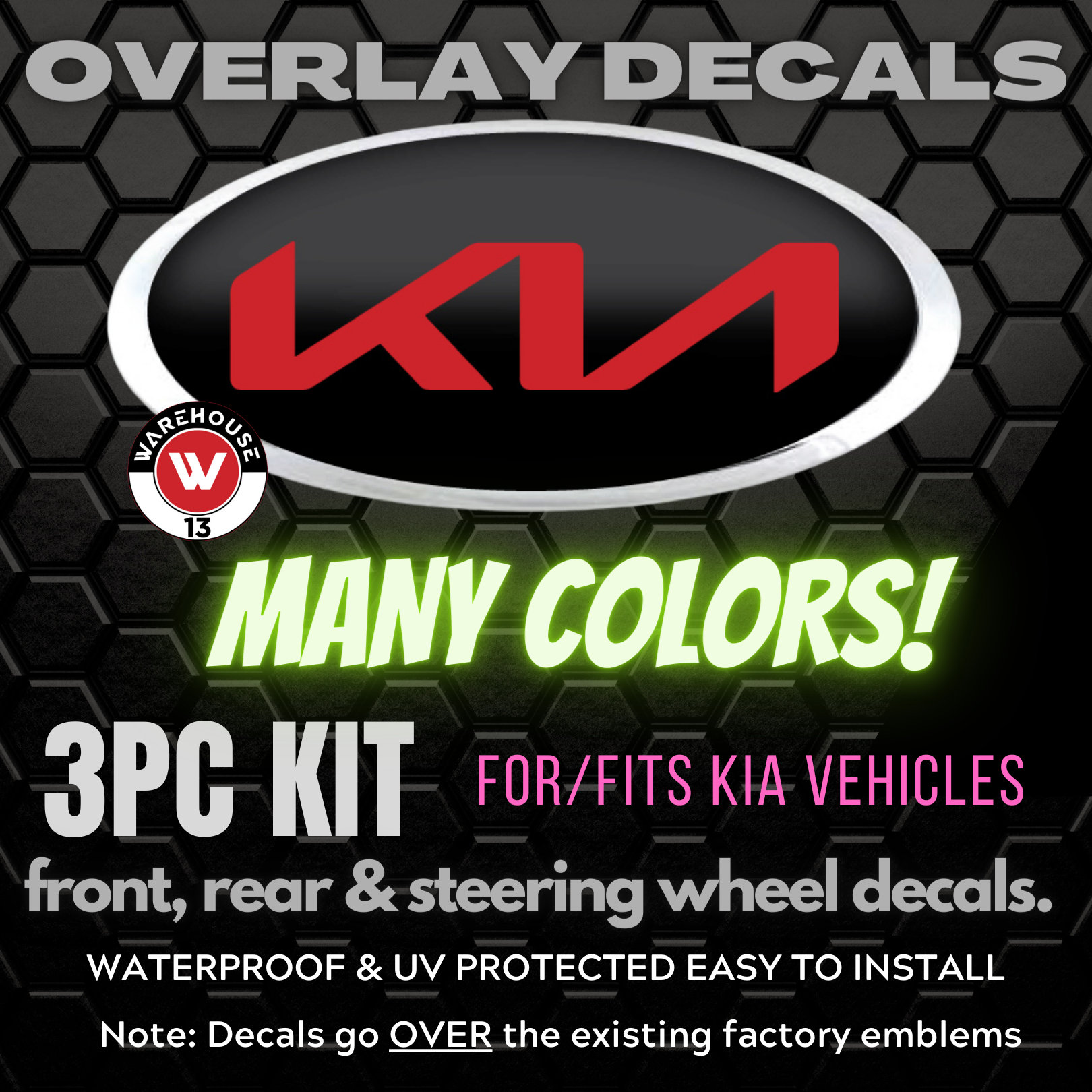 KIA Emblem Overlay New Logo Front Back and Steering Wheel Etsy