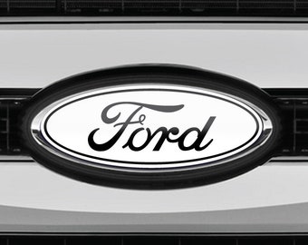 Fits For All FORDs White Black Overlay Logo Emblem Decals 3PC Kit.  Front, Rear and Steering Wheel Decals F150 F250 F350 Explorer Waterproof