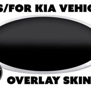 Fits For KIA Overlay Emblem Decals Stickers K5 Stinger, Sorento, Telluride, Seltos, Sportage, Soul, Optima Blackout Waterproof.  Front Only