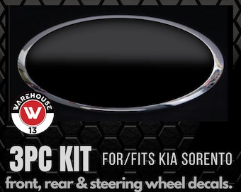 Fits For KIA Vehicles Overlay Emblem Decals 3PC Kit Includes Grille, Front and Steering Wheel Decals. Waterproof.  Custom Colors Available!