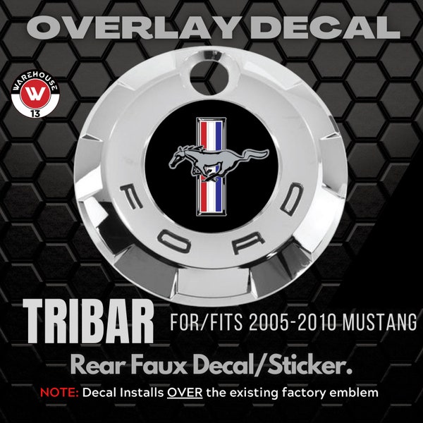 Convient pour Mustang TRIBAR Running Pony 2005-2009 L'autocollant/autocollant avec logo en superposition de vinyle s'adapte sur le faux emblème existant Imperméable à l'eau