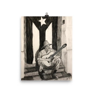 Puerto Rican Charcoal Art, Jibaro, Borinquen, wall art