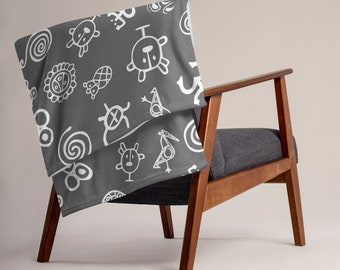 Taino symbols, Puerto Rico, Throw Blanket