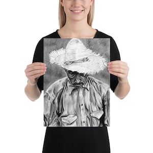 Jibaro Boricua, Puerto Rican art, Charcoal drawing, Puerto Rico, Poster