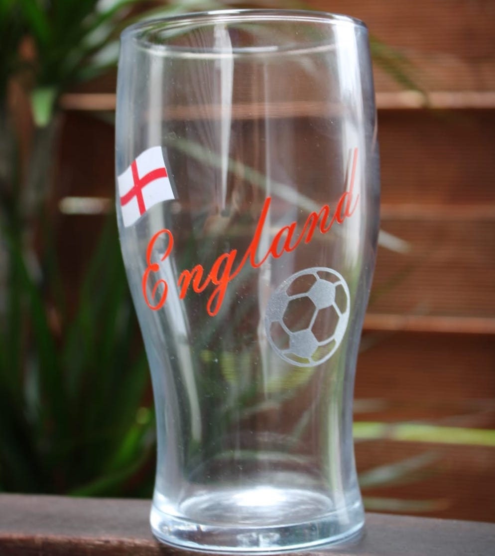 England Football Pint Glass Euros / World Cup country Etsy