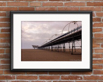 Southport Pier At Sunset From The Beach Landscape (No1) Art Print