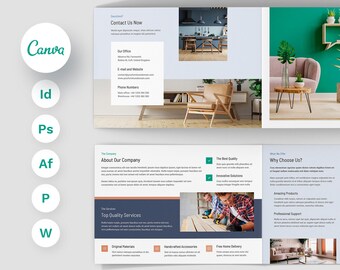 Furniture Catalog Bi-Fold Brochure Template A5/Half Letter (Digital Download)
