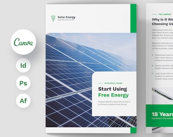 Solar Energy A5 Brochure Tri-Fold Template (Canva, PDF)