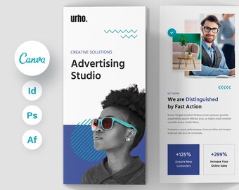 Creative Studio Brochure Tri-Fold Template, Canva, Indesign, Photoshop (Digital Download)