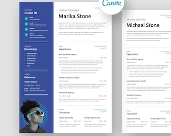 Creative Resume Canva Template, Artist Designer CV (Instant Download)