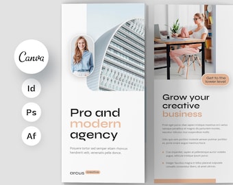 Modern Trifold Brochure Template for Social Media Agency and Architecture, Arcus Design