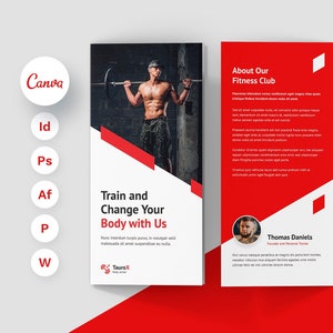 Gym Brochure Trifold Template for Personal Training and Diet Support, Canva Template, Workout Plan, Fitness Coach, Health Fitness, Running